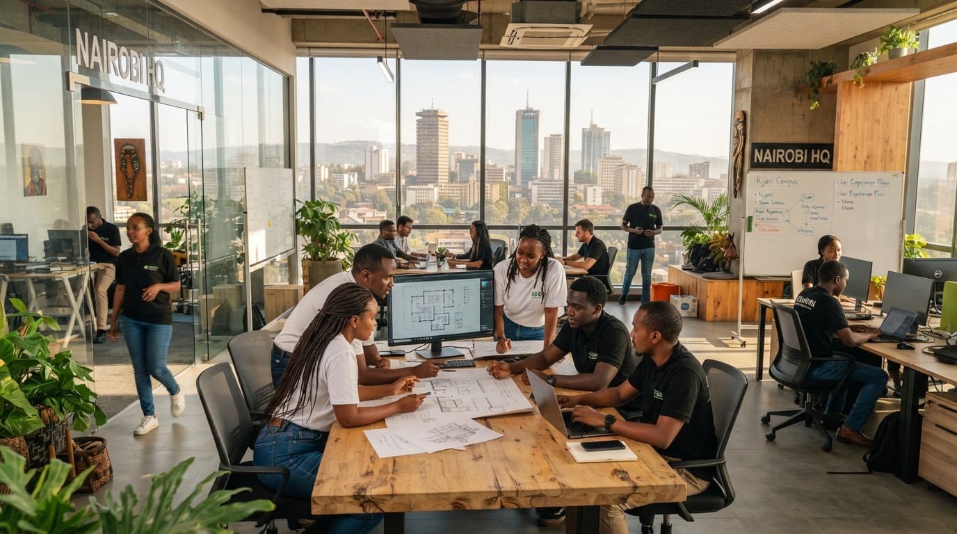 The Study Point team collaborating at the Nairobi office